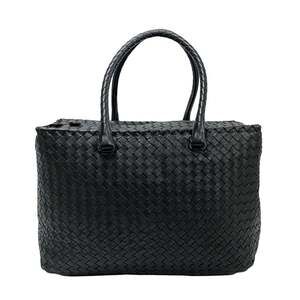 BOTTEGA VENETA Black Leather Intrecciato Tote Bag